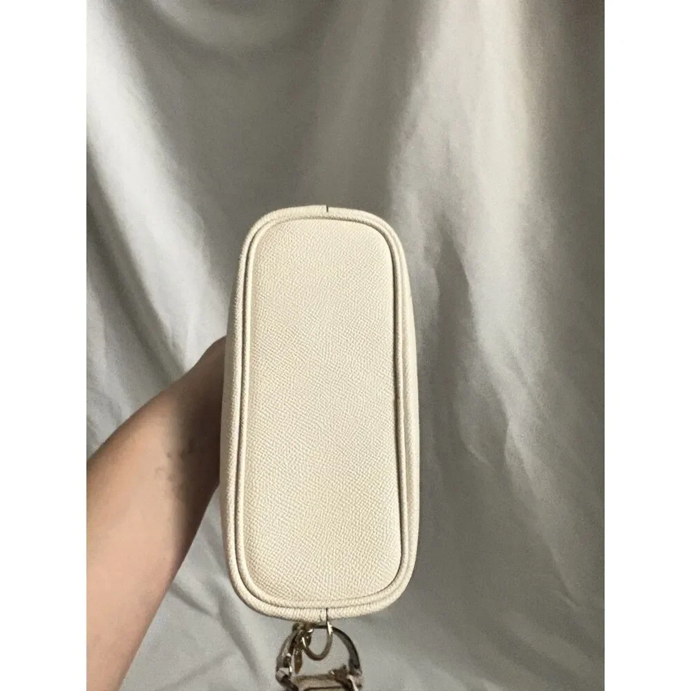 Coach Mini Gallery Bag Crossgrain Leather Chalk White with Pouch Charm and Strap